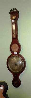 Lot 774 - A 19th century wheel barometer in a mahogany banjo case (a.f.)