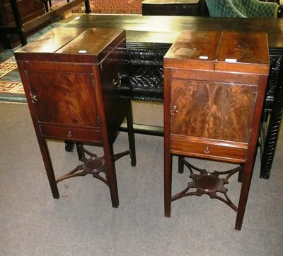 Lot 781 - Pair of Georgian mahogany bedside night tables