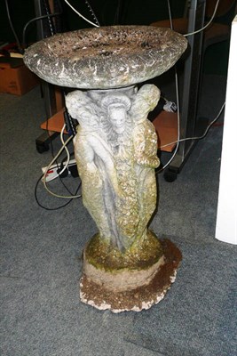 Lot 789 - Sunny Hours' sun dial, bird bath and a statue of a female (3)