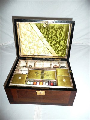 Lot 18 - Walnut sewing box and contents