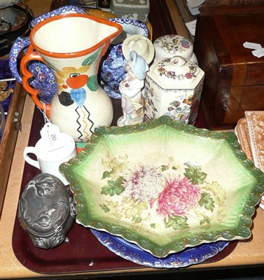 Lot 20 - Quantity of china including Maling Chintz jugs, bisque figures, Masons etc