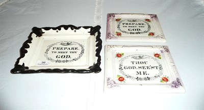 Lot 36 - Three Staffordshire lustre plaques