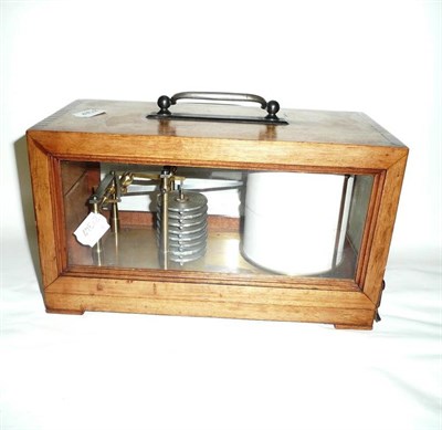 Lot 101 - A French Mahogany Cased Barograph, trademark 'RF', serial number 93300, with eight section...