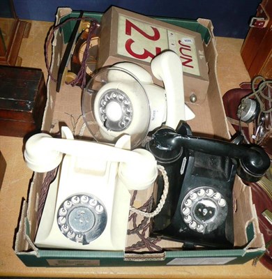 Lot 107 - Three Vintage Telephones - 332F in ivory with drawer, chrome dial and original cord wiring, 332F in