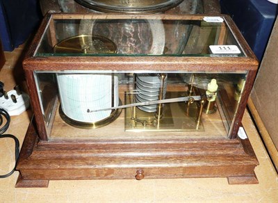 Lot 111 - An Oak Cased Barograph, with eight section vacuum, the clockwork mechanism with visible...