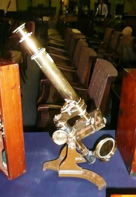 Lot 126 - A 19th Century Lacquered Brass Monocular Compound Microscope, with rack & pinion and draw tube...