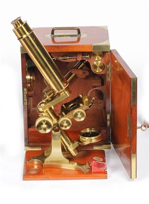 Lot 128 - A 19th Century Lacquered Brass Monocular Compound Microscope, with rack & pinion focusing,...