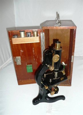 Lot 130 - A Black Enamelled and Lacquered Brass Monocular Compound 'Service' Microscope by W. Watson &...