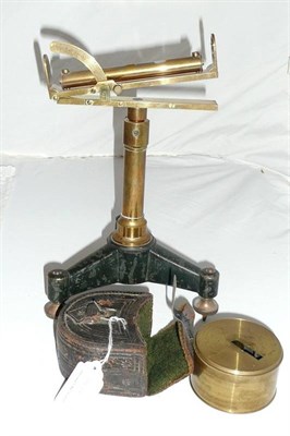 Lot 144 - A Lacquered Brass Box Sextant by Ramage, Aberdeen, with silvered scale and vernier, in its original