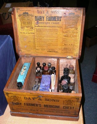 Lot 153 - A Day & Sons No.12 Dairy Farmers Pine Medicine Chest, with label to underside of hinged lid and...