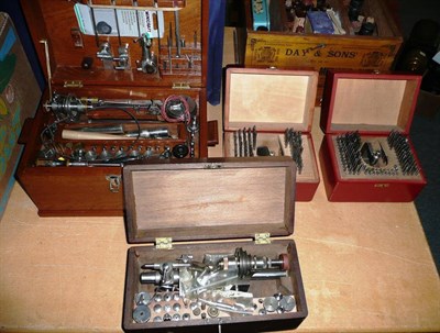 Lot 155 - A Steel Watchmakers Lathe, with a large quantity of tools and accessories, in a fitted oak box;...