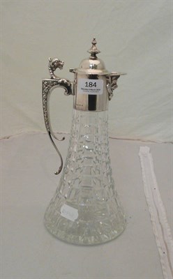 Lot 184 - A cut glass claret jug with silver mount, Sheffield 1974 by Viners