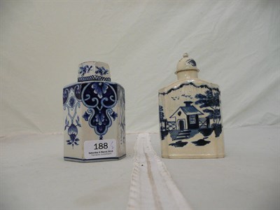 Lot 188 - A Pearlware tea caddy and a 'Delft' tea caddy