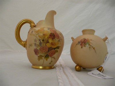 Lot 194 - Royal Worcester peach bloom jug and tripod globular vase