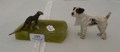 Lot 195 - Austrian cold-painted bronze terrier, otter and trout onyx ashtray