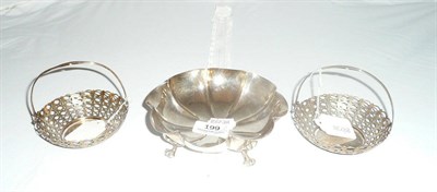 Lot 199 - Two silver bon bon dishes and a small silver lobed dish