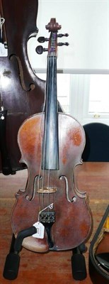 Lot 203 - A 19th Century German Violin, no label, with 360mm one piece back, purfling to front and back, in a