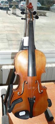 Lot 208 - A 19th Century French Violin, labelled 'Jean Baptiste', with a 356mm two piece back, purfling...