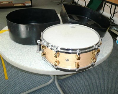 Lot 242 - A Yamaha Maple Custom Snare Drum, remo skins, hard case