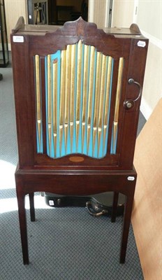 Lot 252 - A Small 19th Century Barrel Organ, of vertical rectangular form, the hinged top with brass...