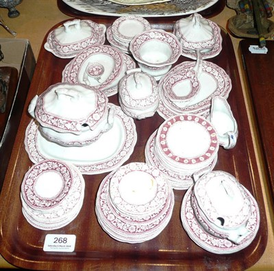 Lot 268 - A pink and white doll's dinner service