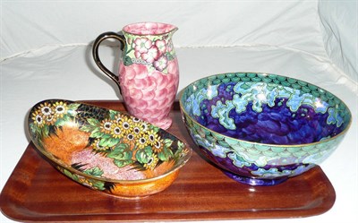 Lot 275 - Two Malingware bowls, Malingware jug and a Wedgwood vase (4)