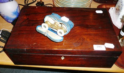 Lot 285 - 19th century rosewood writing slope and a pair of French opera glasses