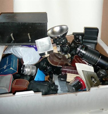 Lot 305 - A Collection of Cameras, lenses and other accessories, including Praktica, Canon and Yashica...