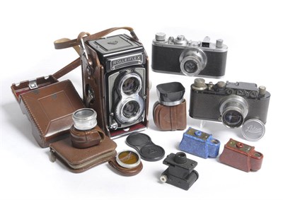 Lot 316 - A Leica Standard Camera No.277773, circa 1938, in chrome, with Elmar f/3.5 50mm lens