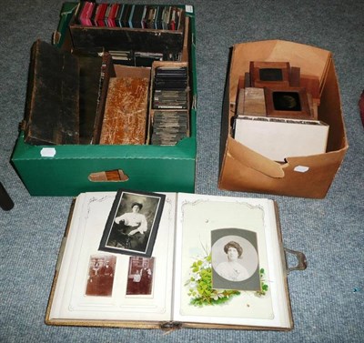 Lot 330 - A Collection of Magic Lantern Slides, including coloured and black & white, a box of mahogany...