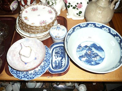 Lot 353 - Chinese blue and white bowl, Copeland china plates and an 18th century continental plate