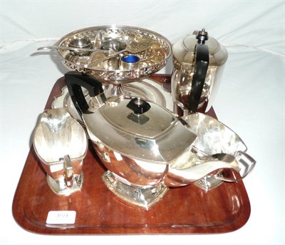 Lot 359 - Four piece plated tea set and a small quantity electroplate