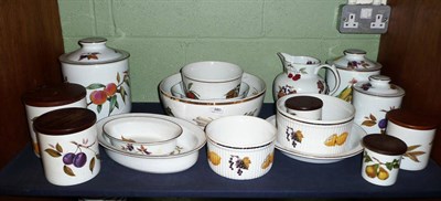 Lot 380 - Quantity of Royal Worcester Evesham pattern storage jars, flan dishes and fruit bowls