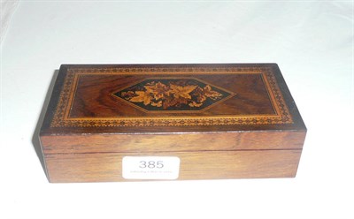 Lot 385 - A Tunbridgeware box with label T Barton late Nye, Tunbridge Wells