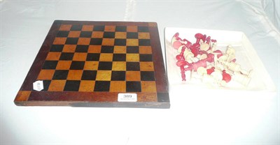 Lot 389 - Quantity chess pieces and chess board