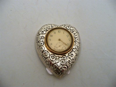 Lot 420 - Heart cased silver table clock 1898