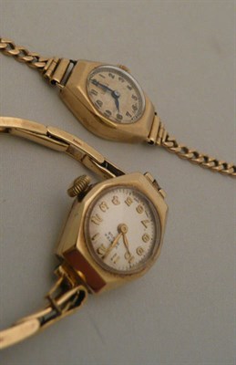 Lot 430 - Two ladies'  9 carat gold wristwatches (2)