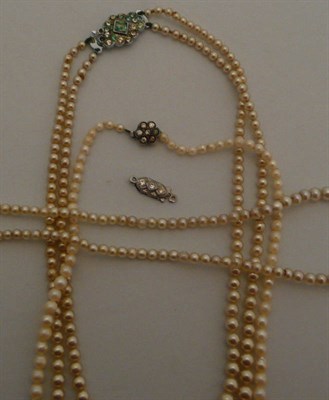 Lot 442 - Three strands of pearls, synthetic and cultured