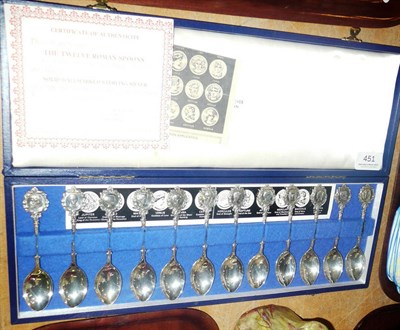 Lot 451 - A set of twelve commemorative "Roman" teaspoons