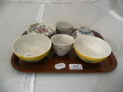 Lot 452 - Tray of Chinese Famille rose tea bowls and saucers