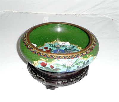 Lot 477 - A Chinese cloisonne enamel bowl and hardwood stand