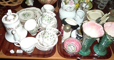 Lot 500 - Quantity of miscellaneous ceramics including Carltonware, Maling, Paragon, etc on three trays