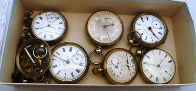 Lot 512 - Four silver pocket watches and two plated pocket watches