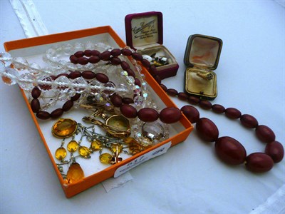 Lot 517 - Two rings, lady's watch, pendant, brooch and costume jewellery