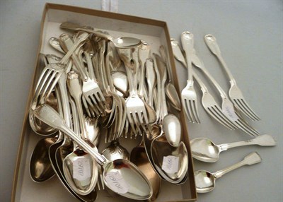 Lot 521 - Quantity of silver including eight tablespoons, eight dessert spoons, seven teaspoons, eight...