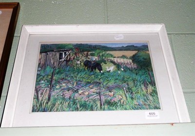 Lot 605 - M Newhove, framed pastel