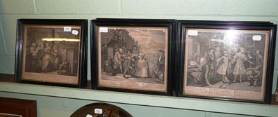 Lot 616 - A set of black and white engravings after William Hogarth "The Rakes Progress" (eight)