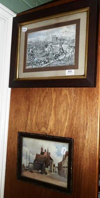 Lot 625 - Framed watercolour and a pencil study of hunting scene