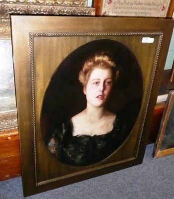 Lot 646 - Oil on canvas - contemporary portrait of a lady