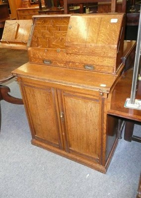 Lot 695 - Oak correspondence box with associated writing table